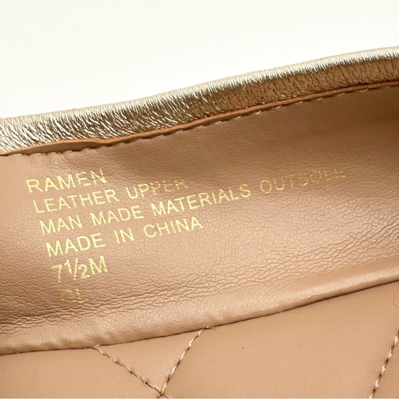 Aerosoles Ramen Soft Gold Metallic Leather Ballet Flats Chunky Chain - Picture 8 of 10